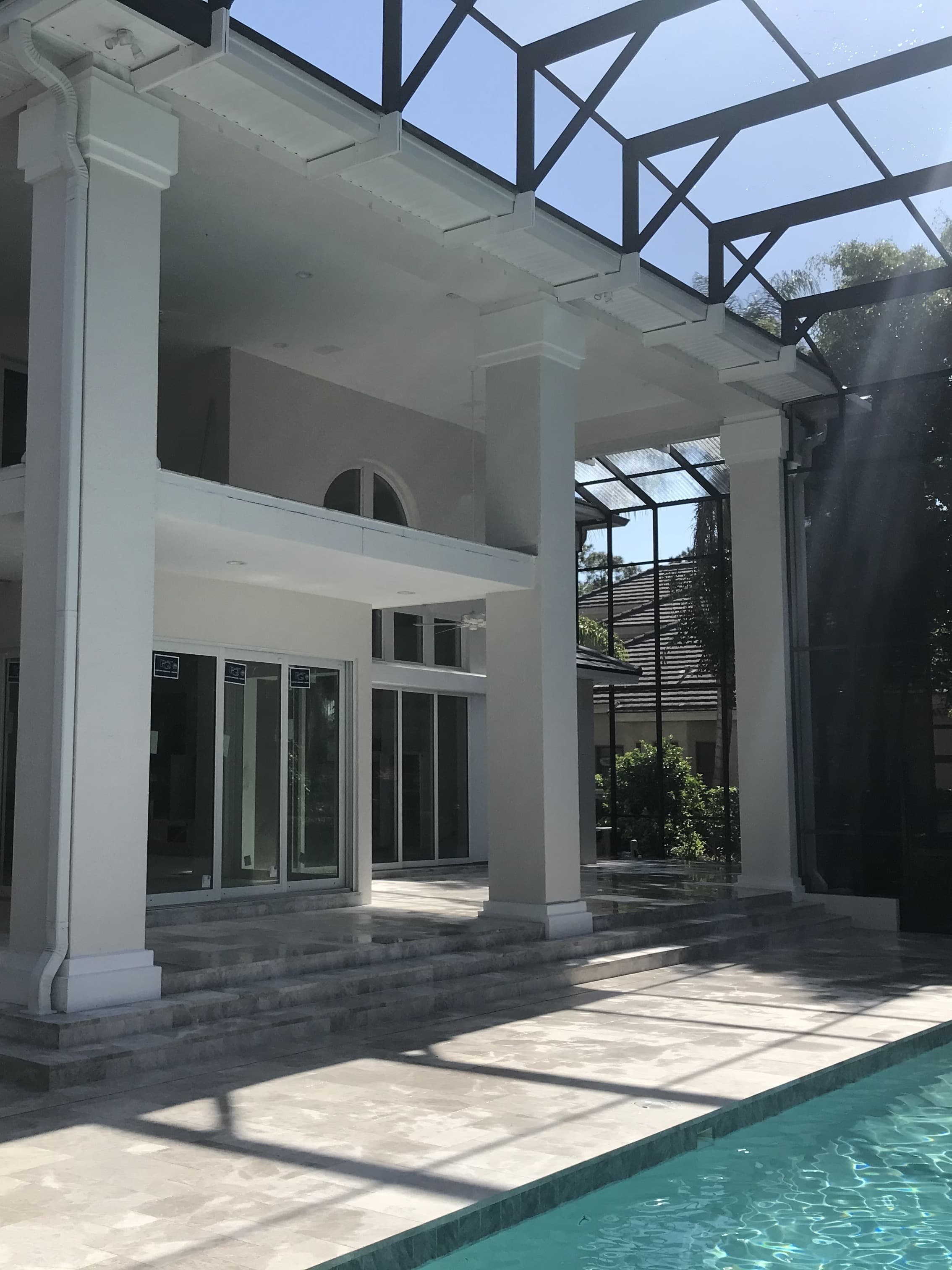 Professional pressure washing service on a residential home