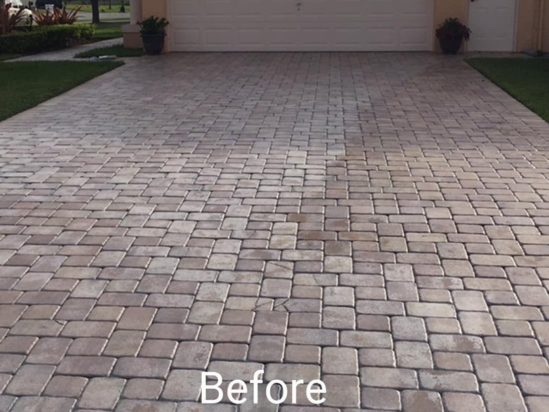 Paver Driveway Sealing - Before