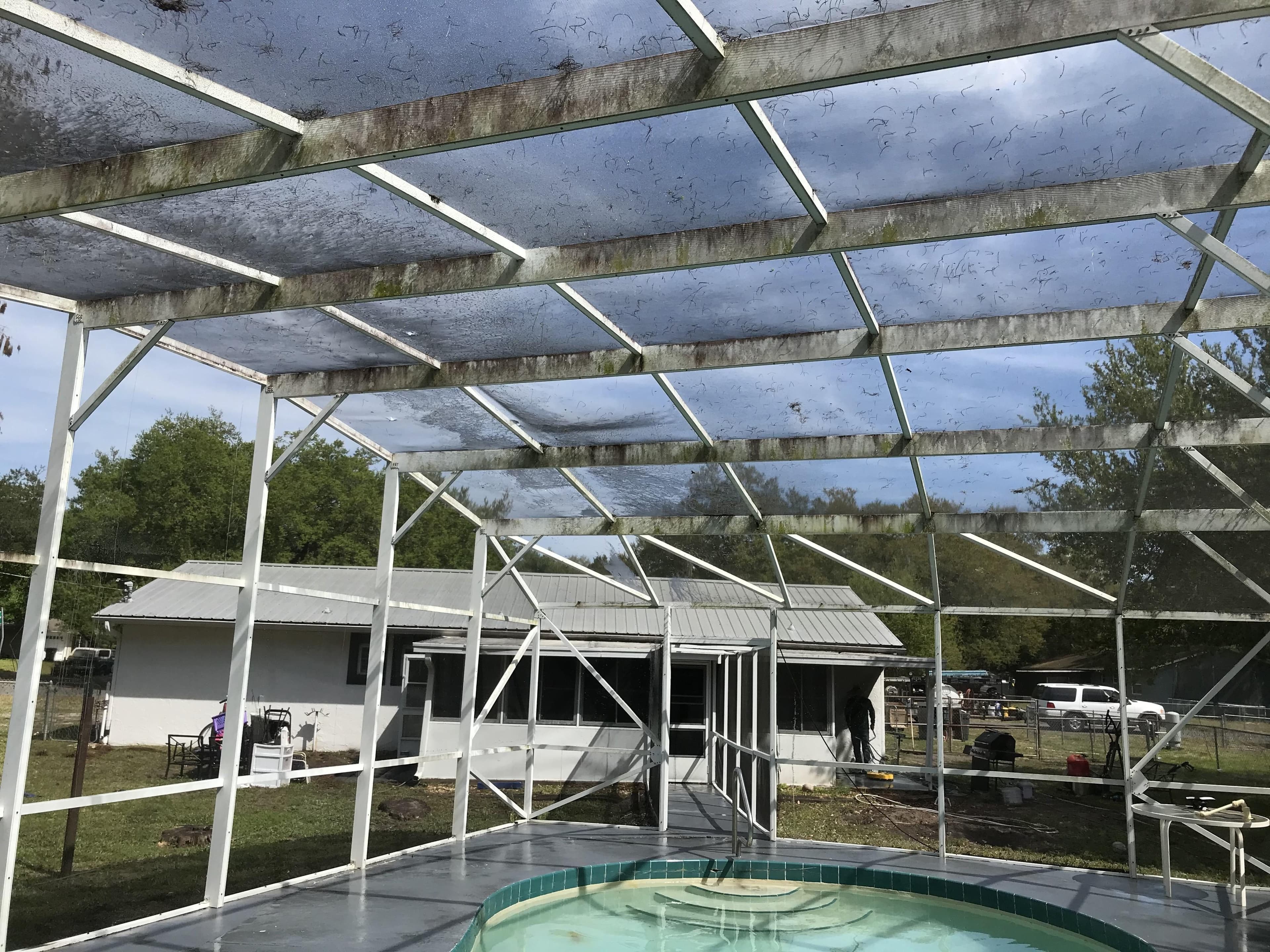 Pool Cage Cleaning - Before